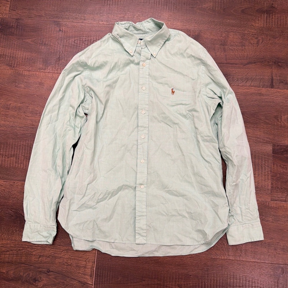 Ralph Lauren Mens Oxford Button Down Shirt Mint Green Long Sleeve 16.5 42